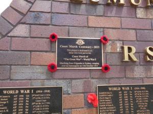 Cooee March Centenary plaque at Eumungerie-Coboco RSL War Memorial