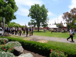 Marchers leaving Cobb & Co Couch House at Molong 26/10/2015