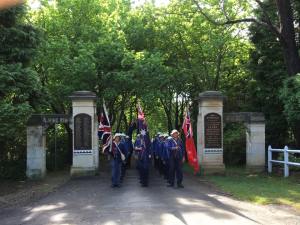 Marchers about to leave the Lone Pine Memorial Gates at Leura 6/11/2015