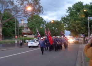 Marchers arriving at Springwood War Memorial 6/1/2015