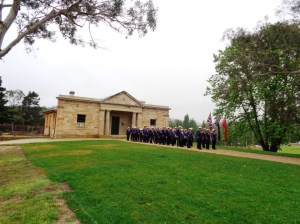 Marchers lined up at Old Court House, where the Coo-ees stayed overnight in 1915, 4/11/2015