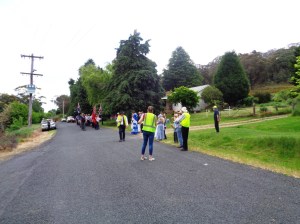 Marchers entering Yetholme 1/11/2015