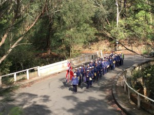 Marchers on the Lennox Bridge on Mitchells Pass 7/11/2015