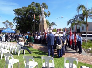 Photo of marchers and others after the Auburn War Memorial service 10/11/2015
