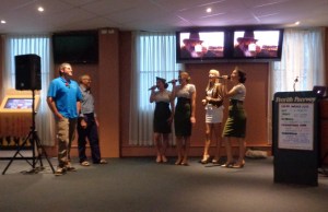 Marchers Stuart and Geoff being sung happy birthday at the evening function 7/11/2015